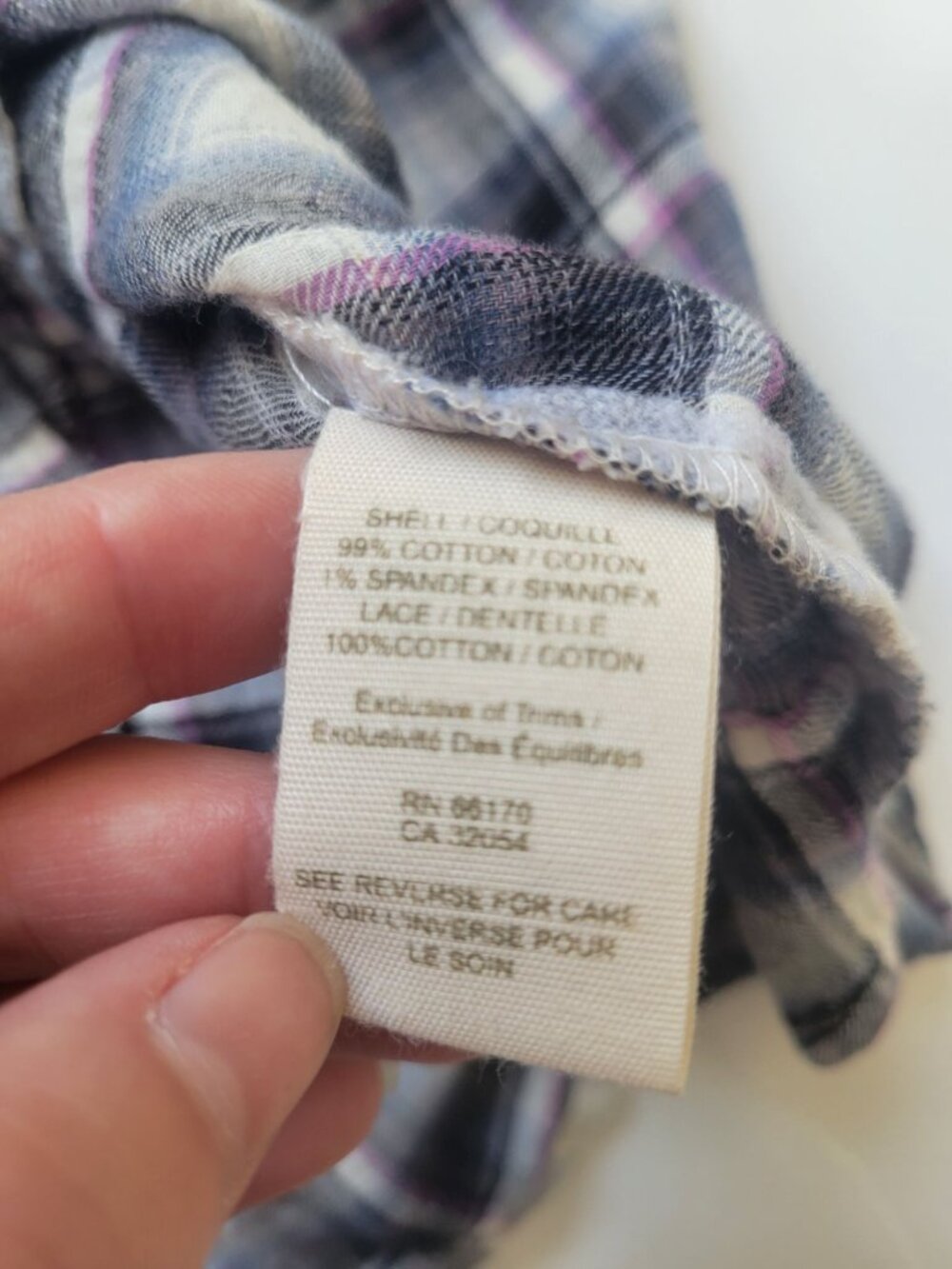 Free People plaid button-down shirt featuring crochet lace on the shoulder SZ L - Picture 11 of 11